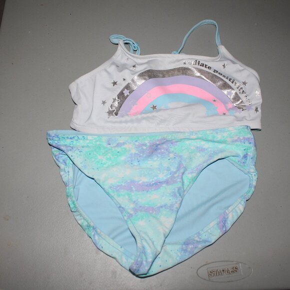 Multi Color Reversibile 2 Pcs Justice Bikini Swimsuit Size 14 - Picture 1 of 11